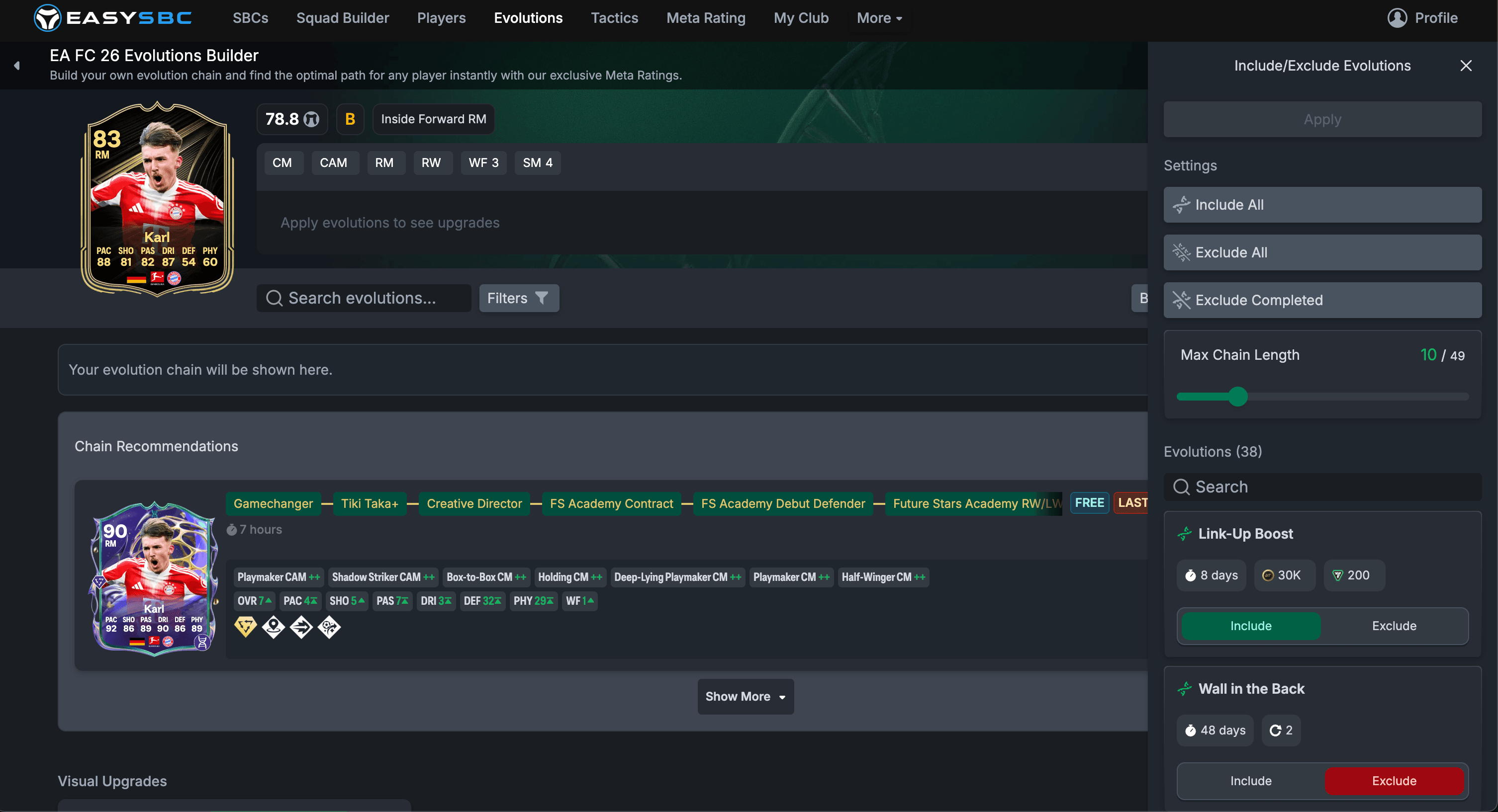 include exclude evo filters