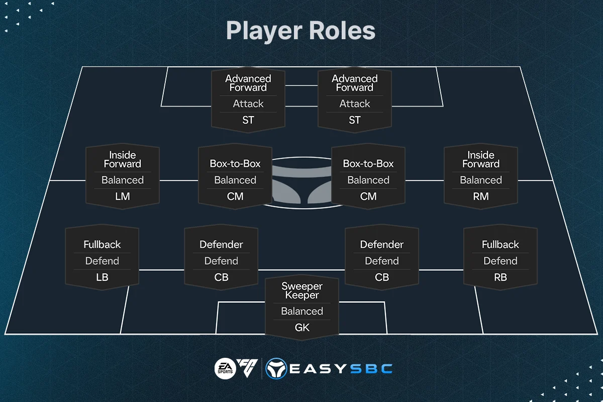 Player Roles for meta cam rock 442 tactics